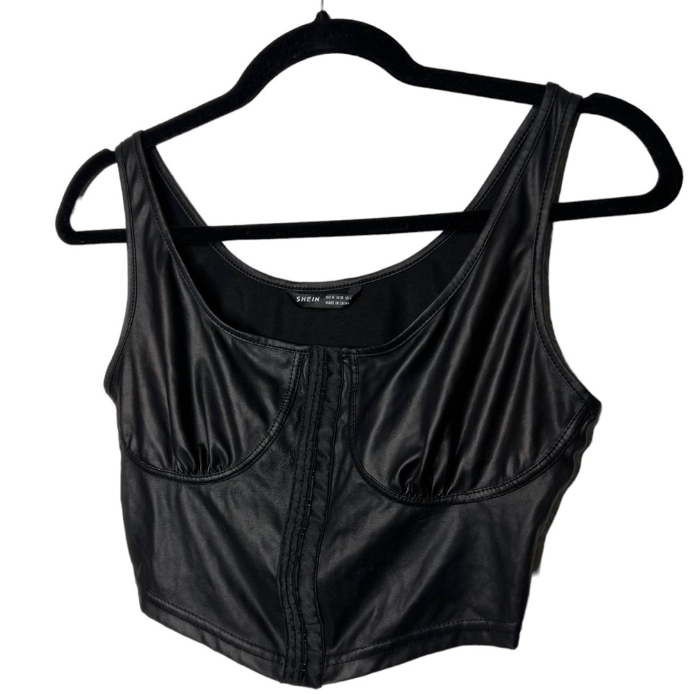 faux leather cropped tank